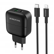 Сетевое зарядное устройство Borofone BA46A USB/Type-C (черное)