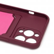 Чехол-накладка - SC304 с картхолдером для Apple iPhone 13 Pro (208489) (бордовая) — 2