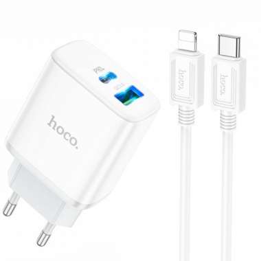 Сетевое зарядное устройство Hoco C105A для Apple (Type-C - Lightning) (белое) — 1